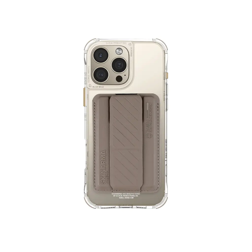 [SK-2024IP69-SAIKAD-BPTIT] غطاء سايدو برايم شفاف مع حامل بطاقات كادو متوافق مع آيفون 16 برو ماكس من سكينارما - لون تيتانيوم
