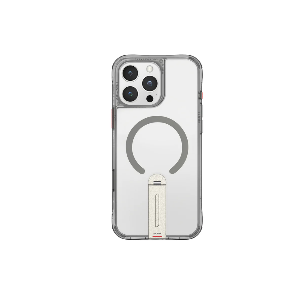 [SK-IP16PM-HELIX-TIT] غطاء هيليكس شفاف لآيفون 16 برو ماكس مع حامل مدمج من سكينارما - لون تيتانيوم