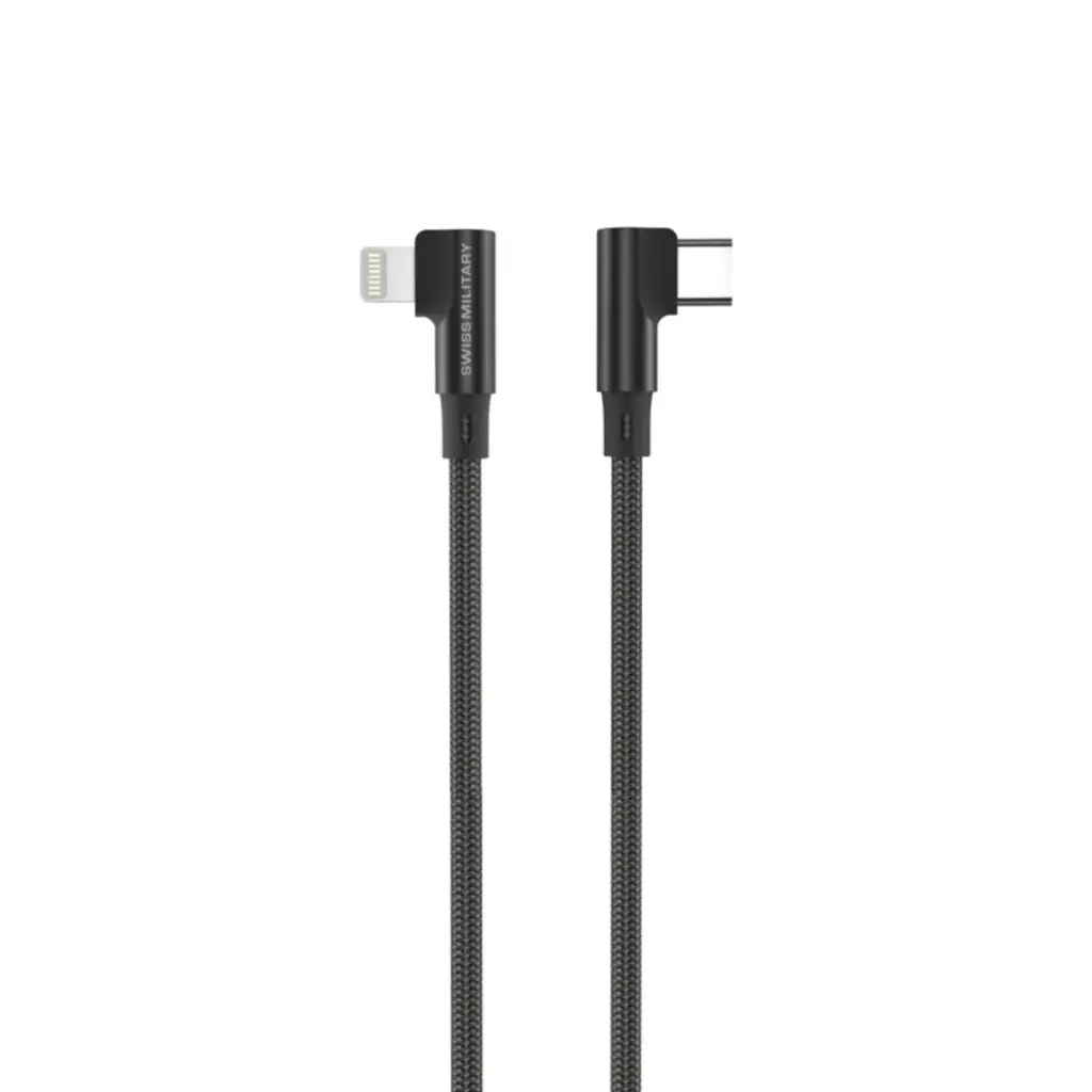 [SM-CB-CL20W-BLK] كابل يو اس بي سي إلى لايتنينج بطول 2 متر بقدرة 20 واط من سويس ميلتاري - لون أسود