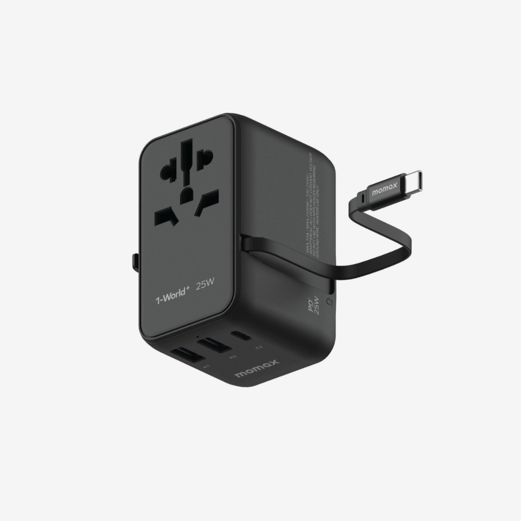 [UA20D] Momax 1-World+ 25W 3 Port Travel Adapter, Black