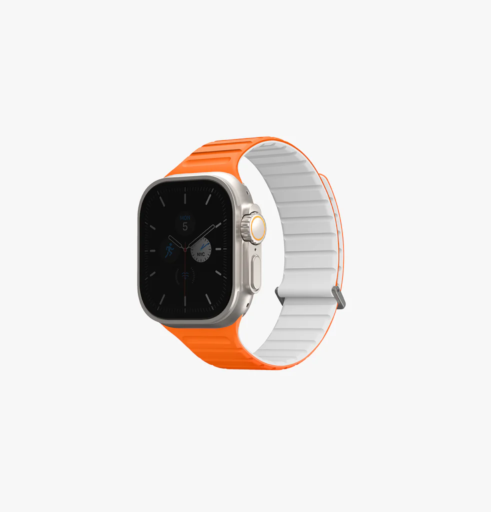 [UNIQ-45MM-REVEAORGWHT] UNIQ APPLE WATCH STRAP 49|45|44|42MM REVIX EVO, AMBER ORANGE/WHITE