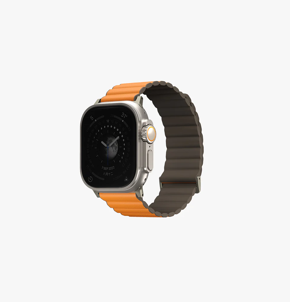 [UNIQ-45MM-REVPSORGKHK] UNIQ APPLE WATCH STRAP 49|45|44|42MM REVIX PREMIUM, SAFFRON ORANGE/KHAKI