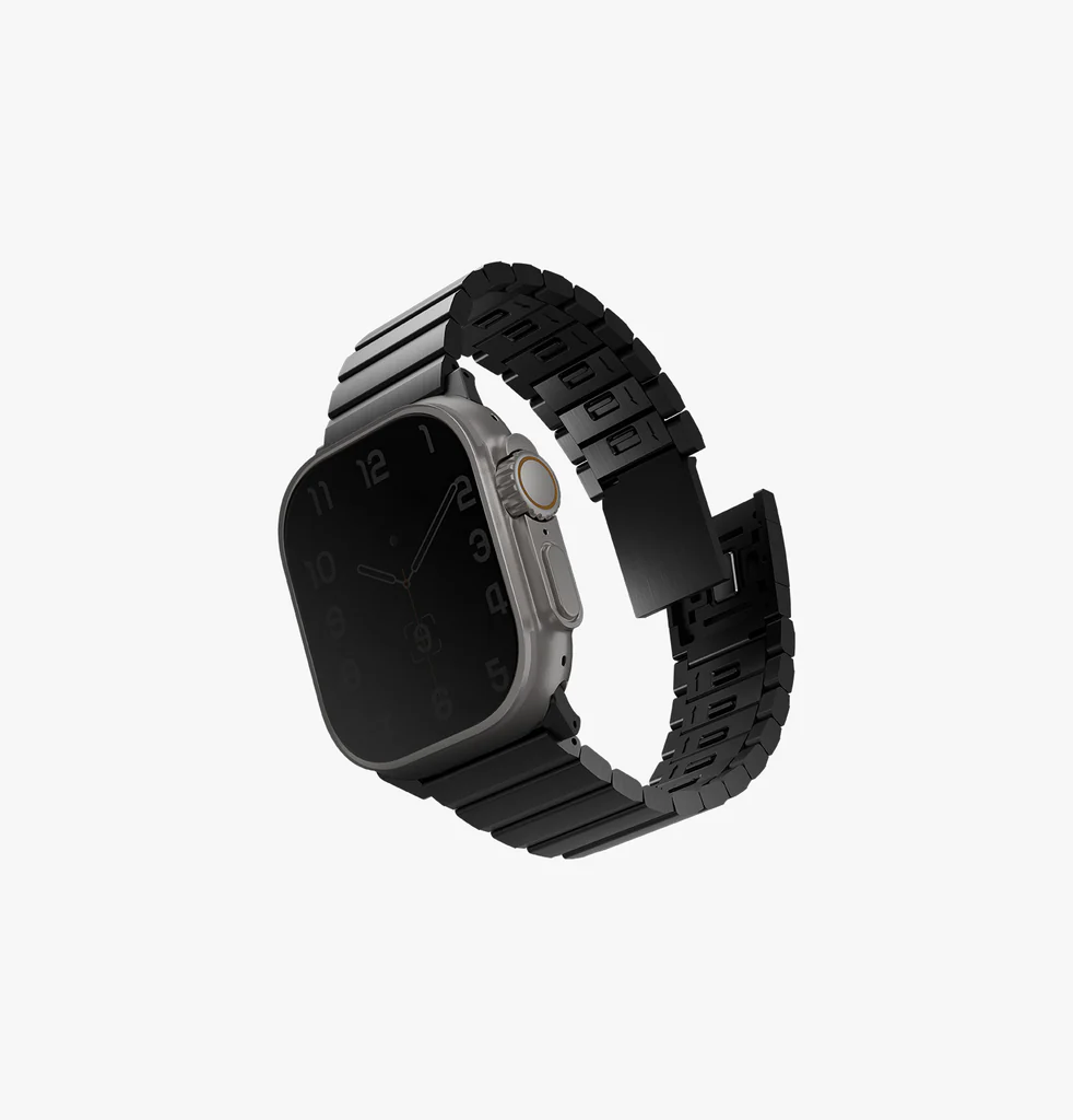 [UNIQ-49MM-STRMBLK] UNIQ APPLE WATCH 49|44|42MM STROVA MAG STEEL LINK BAND, BLACK