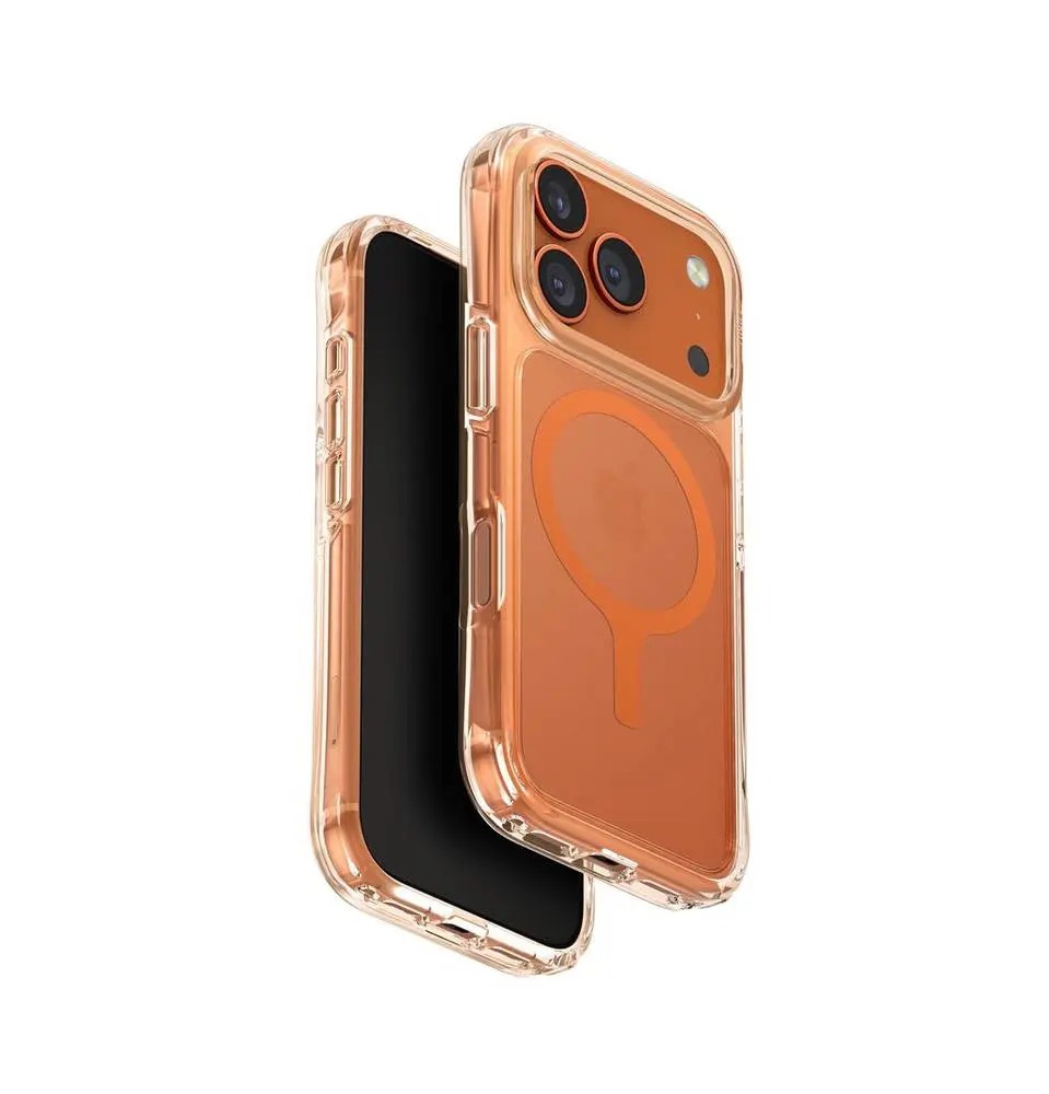 [UNIQ-IP6.3P(2025)-LXCAFMFCLRVO] غطاء لايف برو اكستريم كلاسيك آيفون 17 برو من يونيك - لون شفاف فروست مع برتقالي فولت