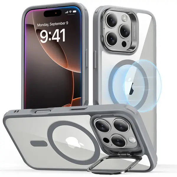 [ESR-1A7500402] ESR iPhone 16 Pro Max Classic with Stash Stand, Clear Gray