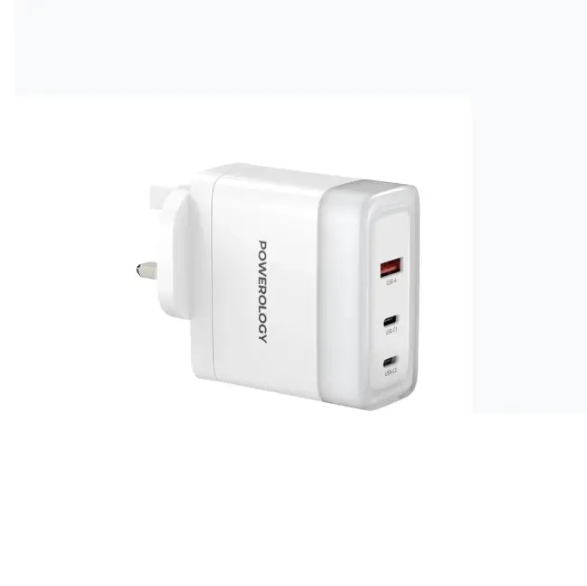 [9904907017400] Powerology Lunex 100W 3 Ports Adapter , White