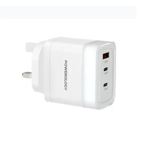 [PM-9904907018018] Powerology Lunex 65W 3 Ports Adapter, White
