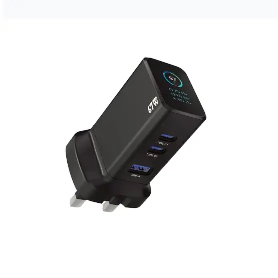 [9904907018636] Powerology GaNex 67W Multi-port Adapter, Black