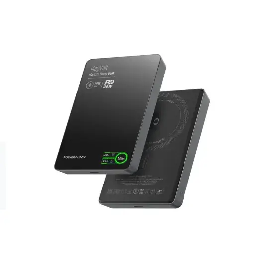 [PM-6284302710216] Powerology MagVolt 10K Magnetic Power Bank, Black