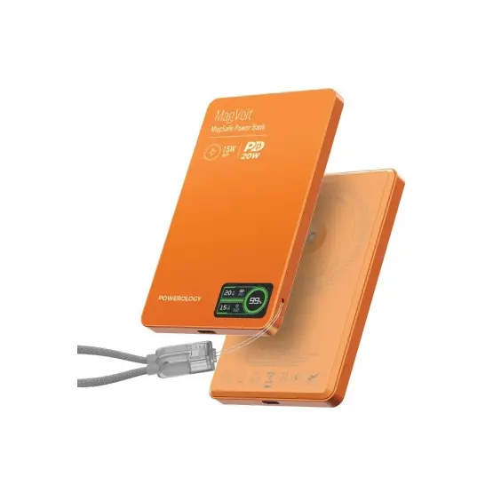 [PM-6284302738418] Powerology MagVolt 5K Magnetic Power Bank, Orange