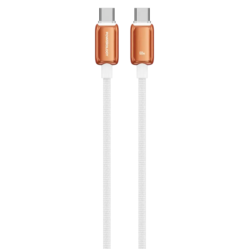 [6284302732614] Powerology Zinco Series 60W USB-C to USB-C Cable, Orange