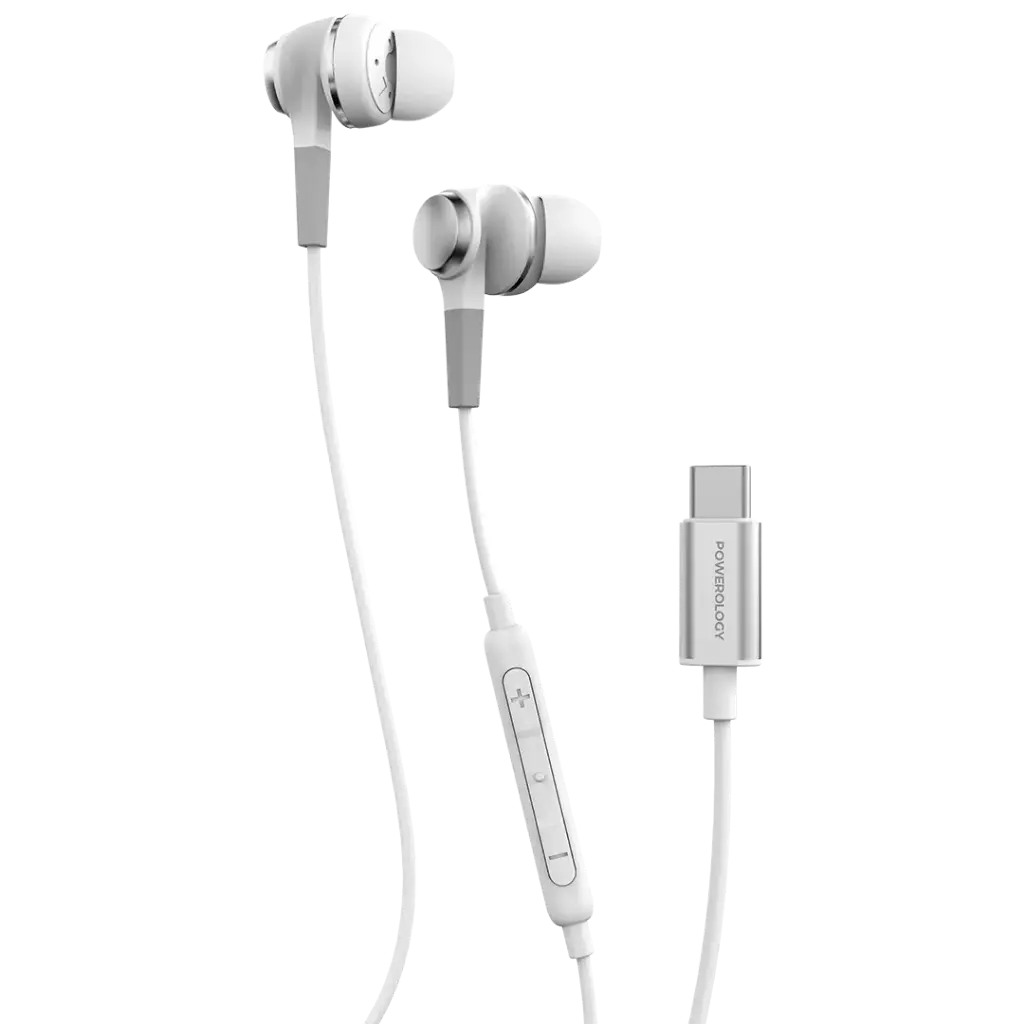 [PM-9904781983020] Powerology Type-C Wired Earphones, White