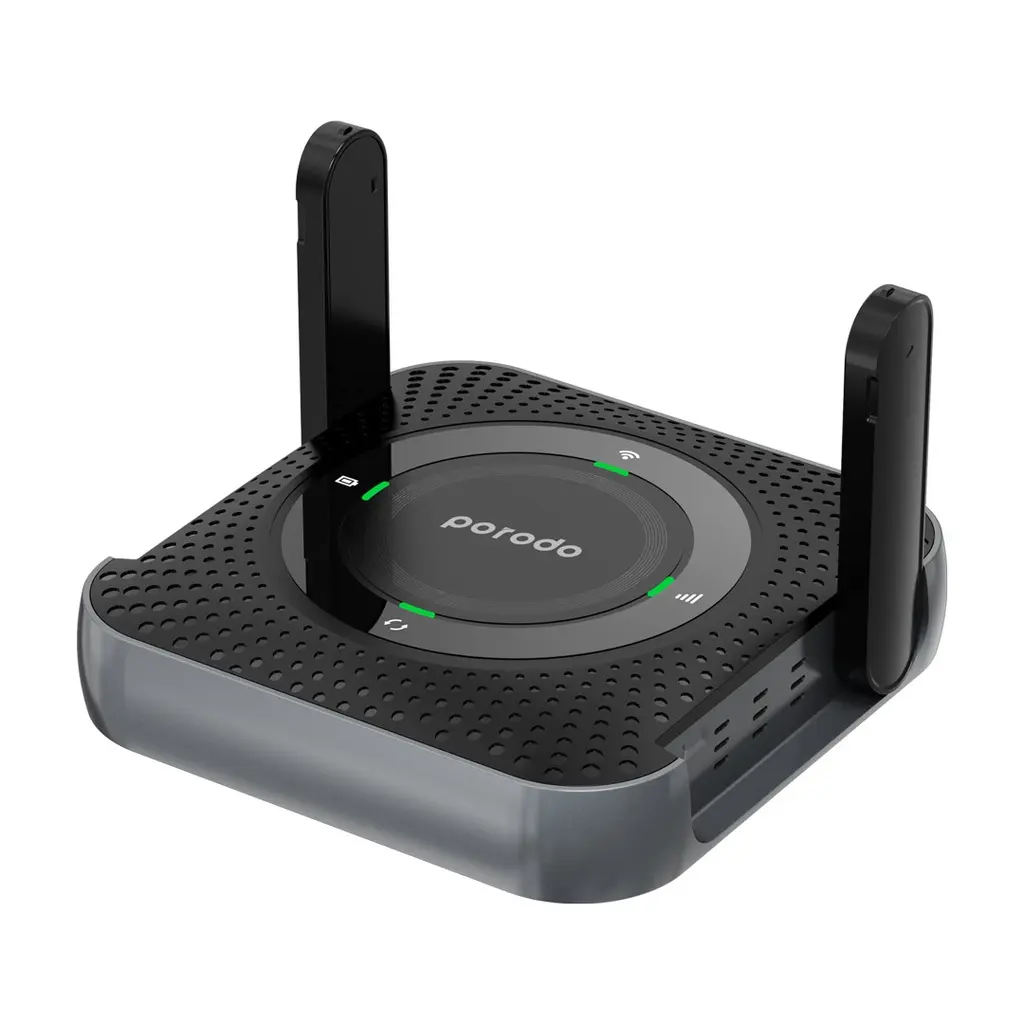 [6849108443111] Porodo CPE MiFi 4G Wireless Router, Black | Grey