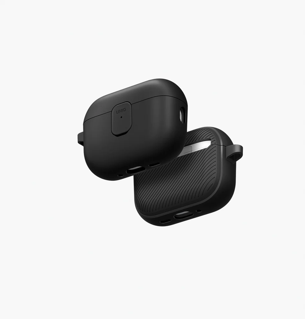 [UNIQ-AIRPODSPRO3-CLYBLKDGRY] UNIQ Clyde Airpods Pro 3 Lock Case, Black | Dark Grey