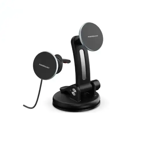 [9904781983402] Powerology Airwave Magnetic Wireless Car Charger, Gray
