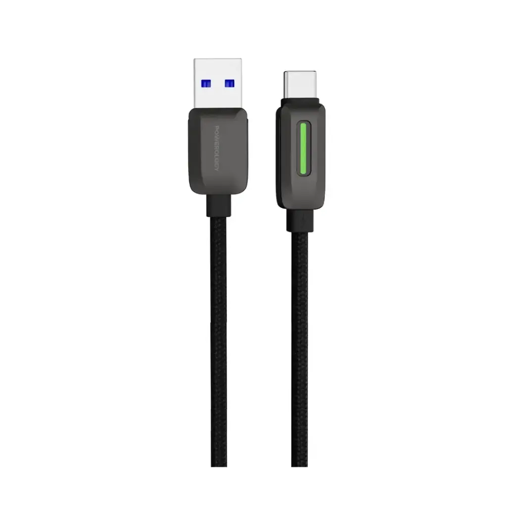 [PM-6284302717628] Powerology 15W Braided USB-A to USB-C Cable, Black