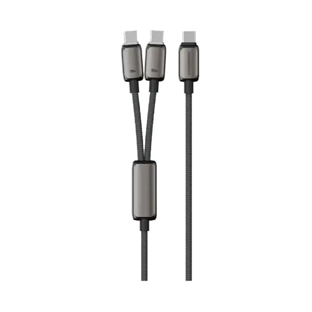 [PM-9904907017578] Powerology 2-In-1 Charging & Data Transfer Cable, Dark Grey
