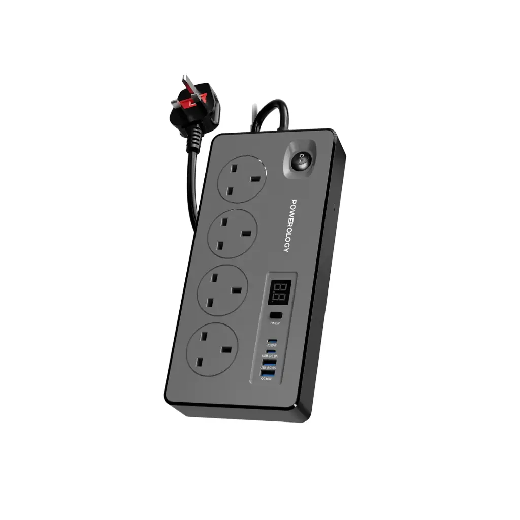 [PM-9904781927444] Powerology 2M 4AC 2990W Power Strip, Black