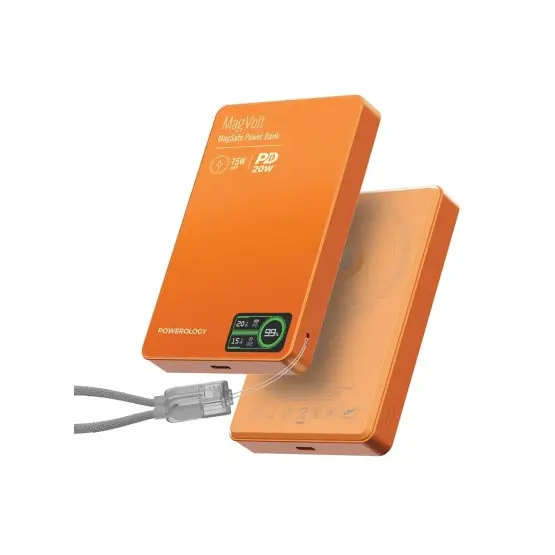 [PM-6284302738340] Powerology MagVolt 10K Magnetic Power Bank, Orange