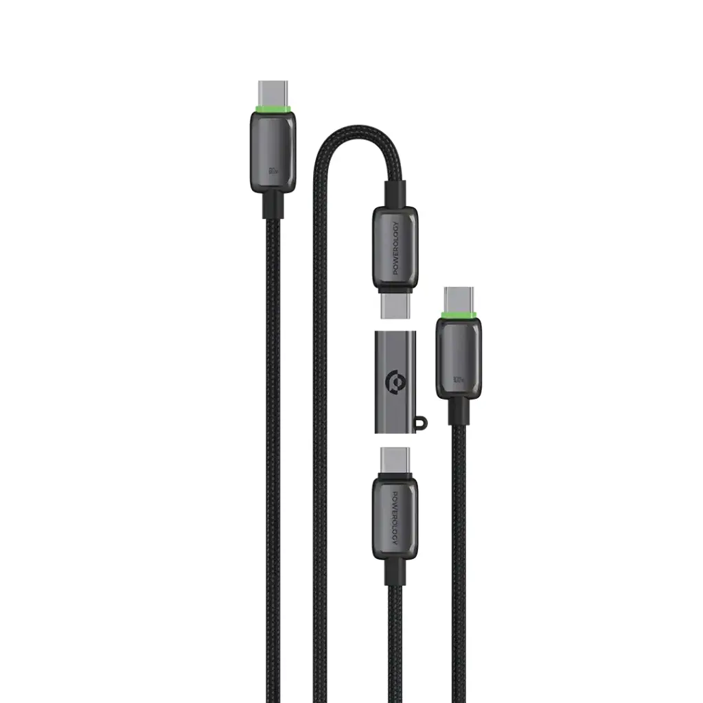 [PM-6284302766510] Powerology Argos Dual USB-C Cables with Connector, Grey