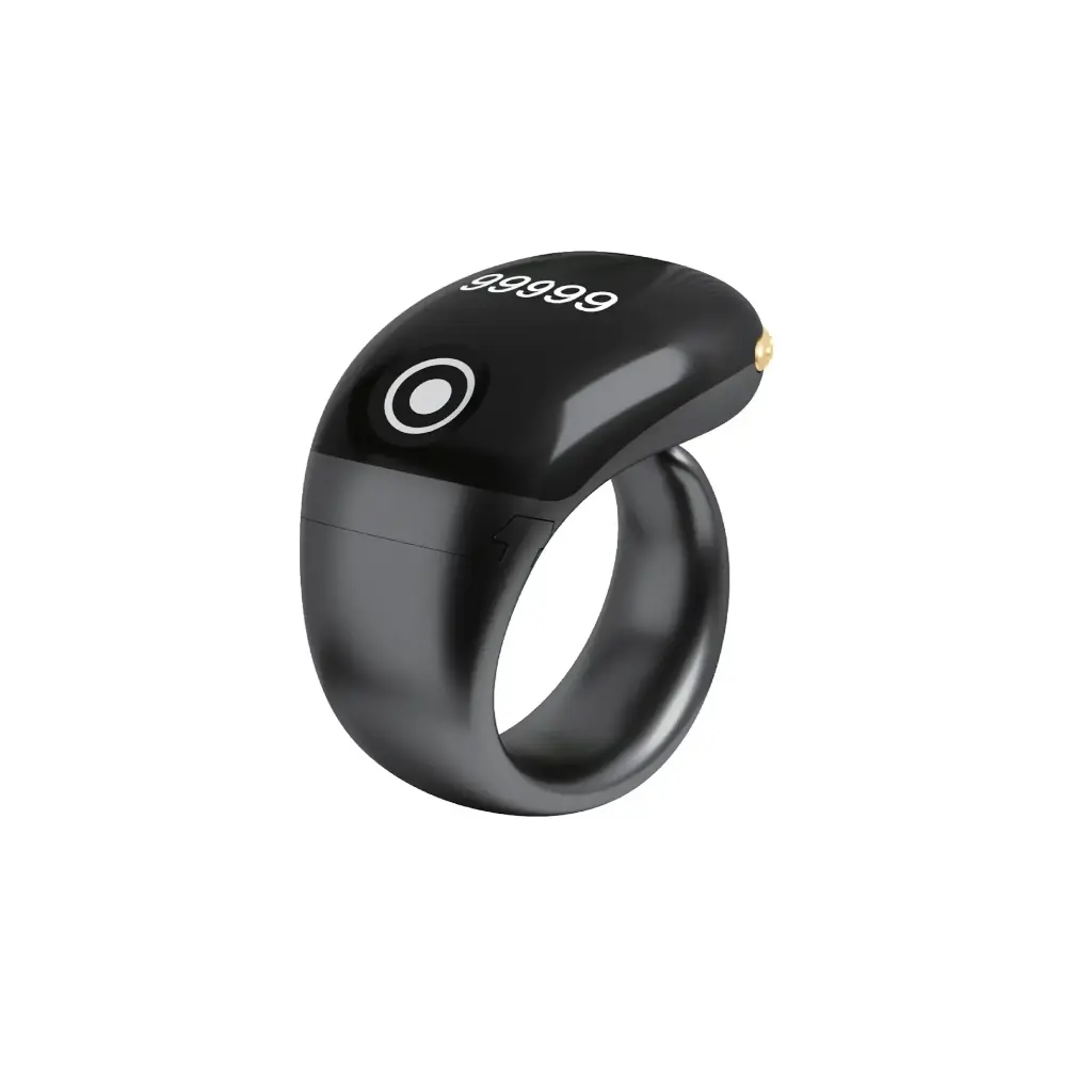 [PM-9904907168744] Green Lion Smart Zikr Ring with OLED Display, Black