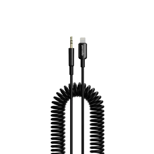 [PM-6849108441841] Porodo 1.2M Lightning to AUX Coil Cable, Black