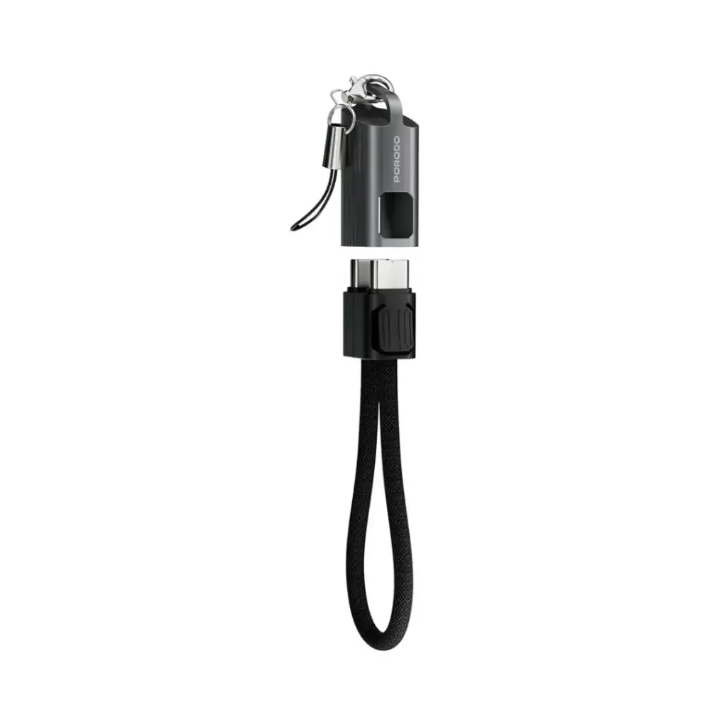 [PM-9904781941440] Porodo Chargeloop Keychain Data Cable USB-C to USB-C, Black