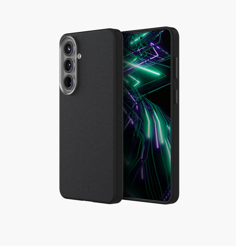 [UNIQ-GS26PHYB-LYDMBLK] UNIQ Lyden S26 Plus Premium Leatherette Case, Black
