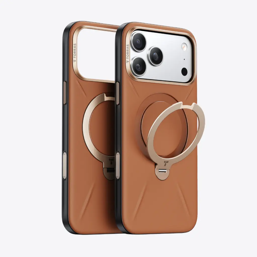 [X00FX2607] Torras iPhone 17 Pro Max Ostand Q3 VegSkin, Amber Brown