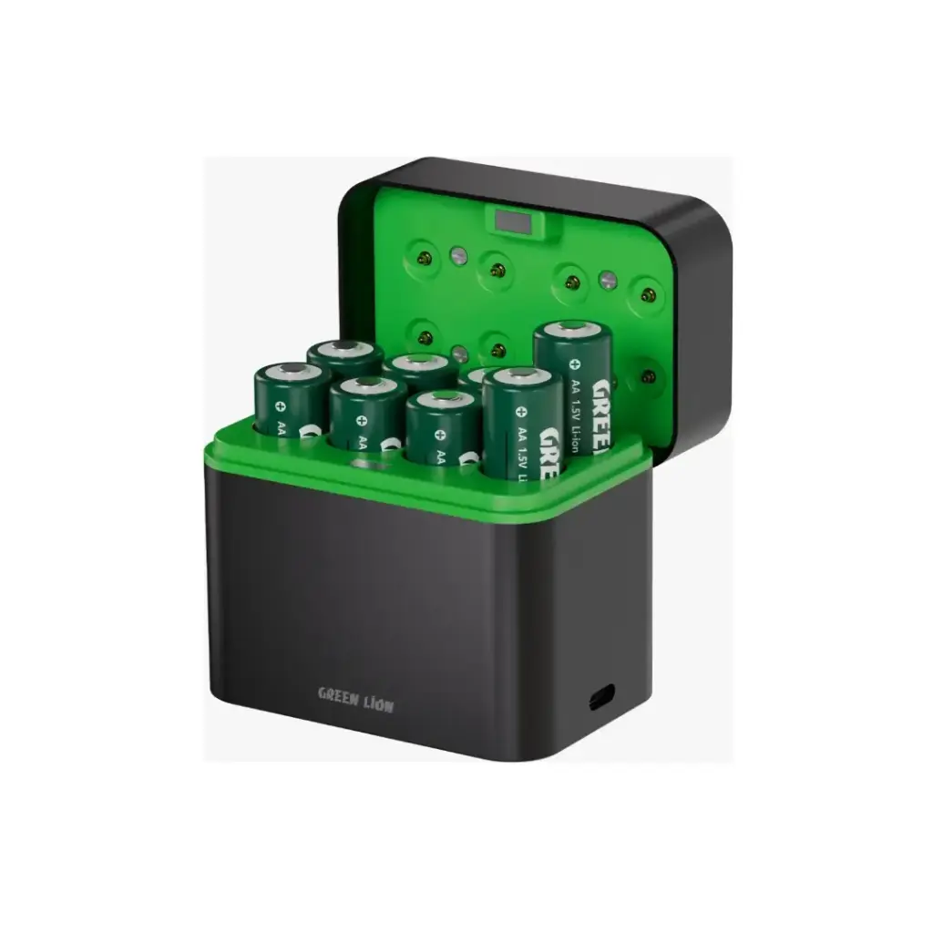 [GNRBAA8PCBK] قاعدة شحن بطاريات قابلة لإعادة الشحن 8*AA من جرين ليون