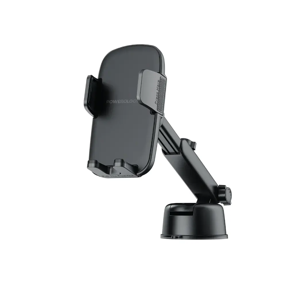 [9904907008118] Powerology Raven Auto-Clamping Car Phone Mount, Black