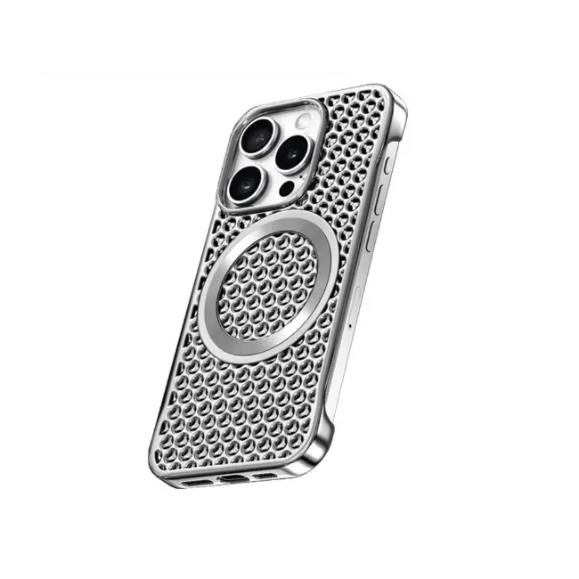 [9990000003686] High Quality iPhone 15 Pro MagSafe Back Cover, Silver