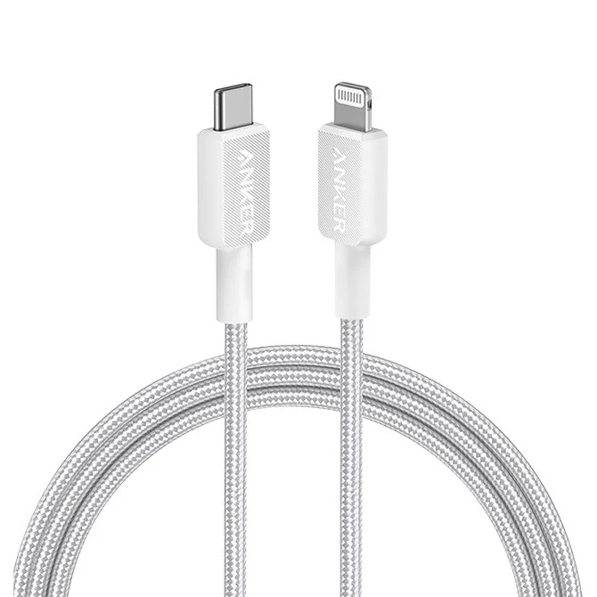 [A81B6H21] كابل USB-C إلى Lightning بطول 6 قدم 322 من أنكر، لون أبيض